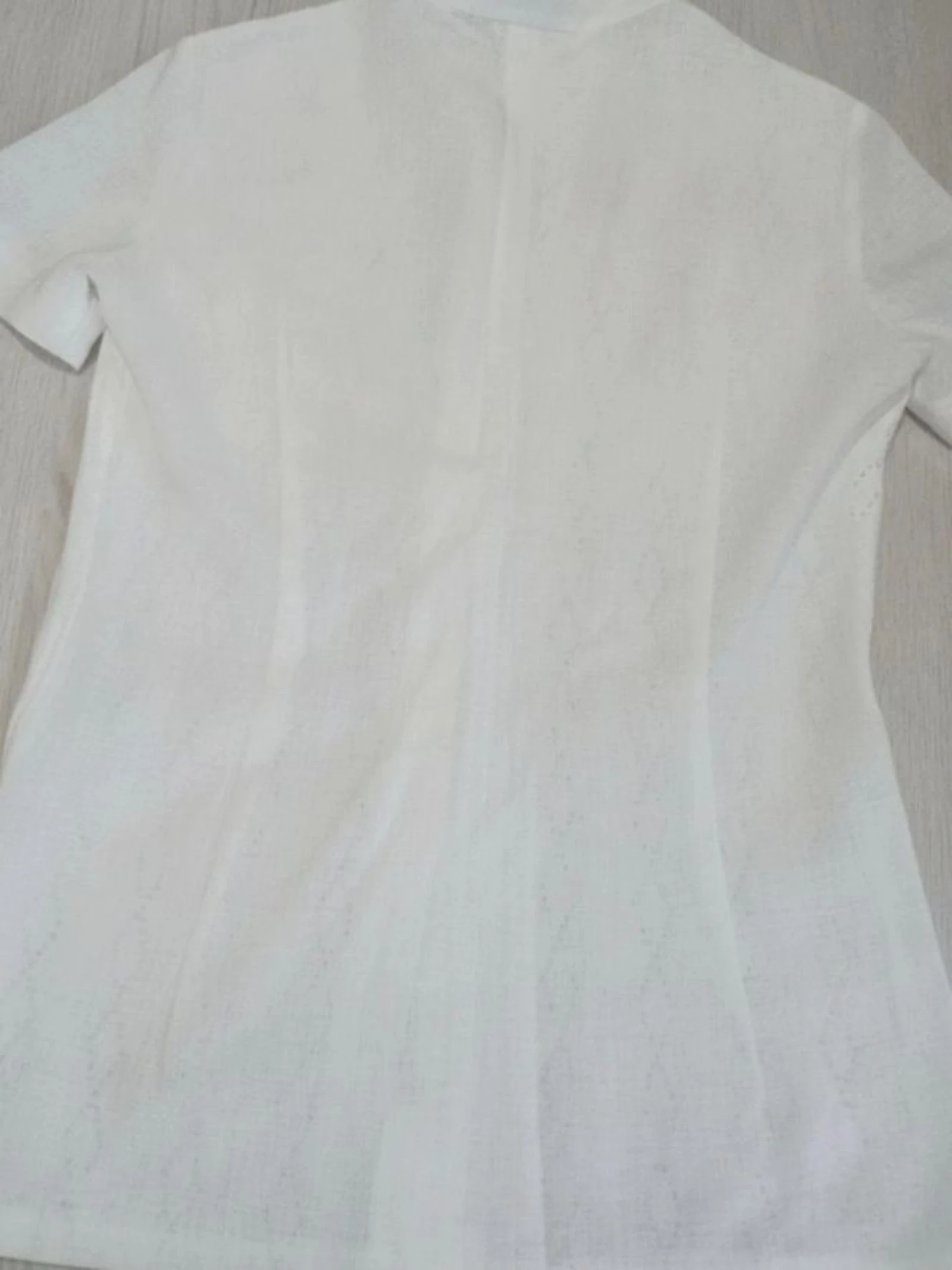 White Pointelle Knit Korte Mouw Cardigan Top M met Openwerk in de Hals – photo 6